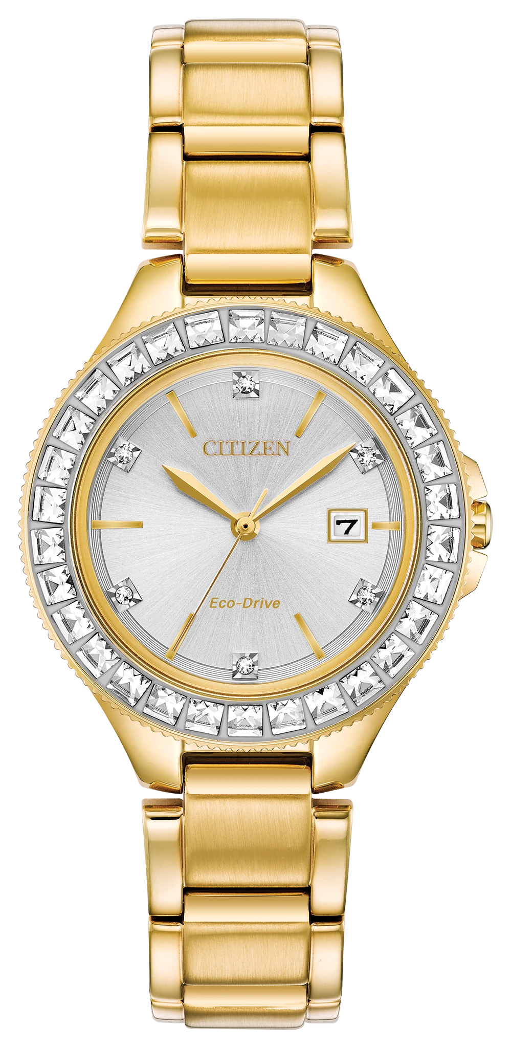 Silhouette Crystal - Ladies Eco-Drive FE1192-58A Gold Tone Watch